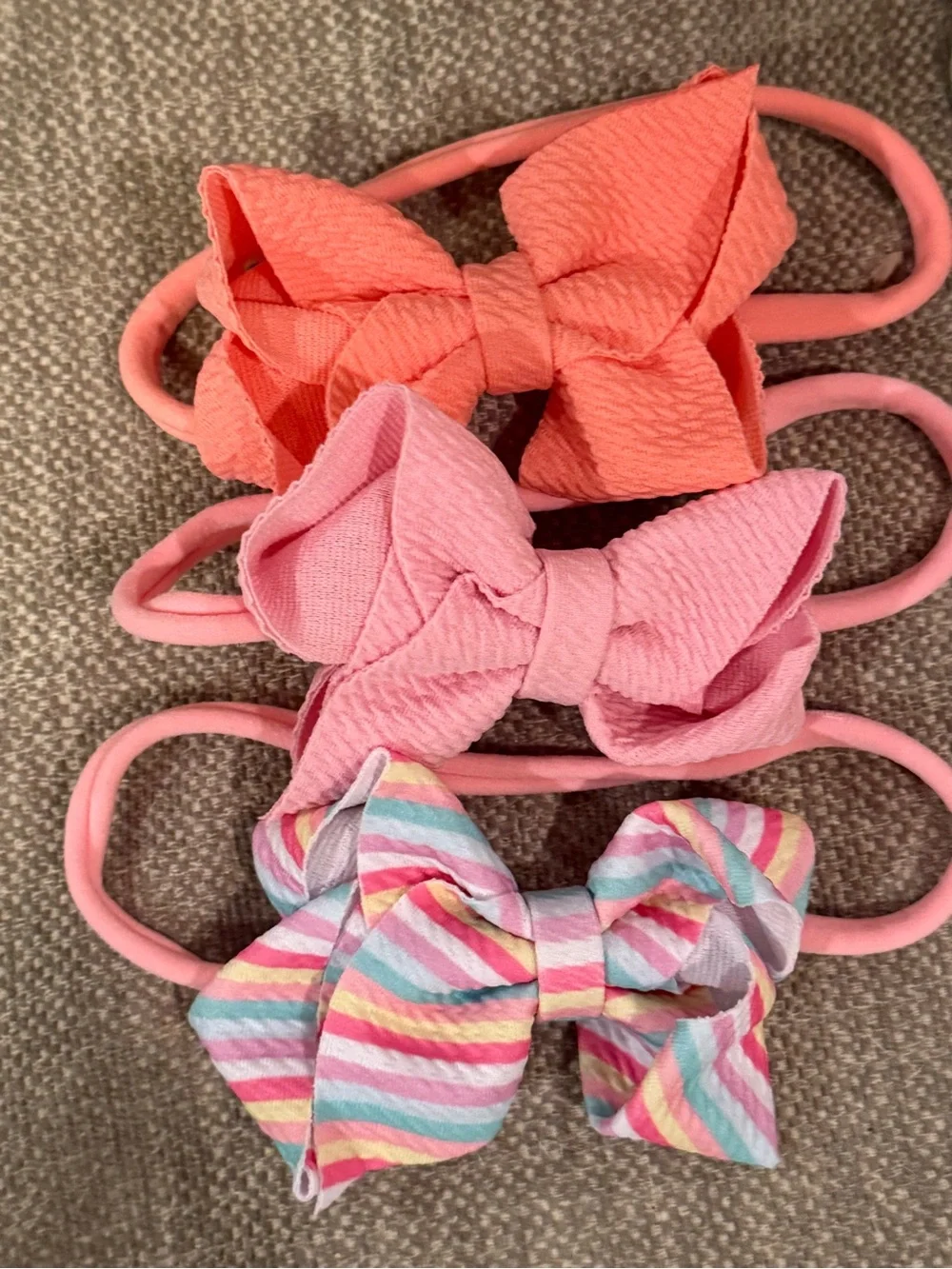 Girls 6 pack Bow Headband Set – Mint, Teal, coral, pink & Pink Floral, striped